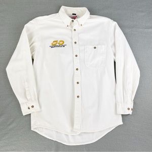 Honda Motorcycle 50 Years Cream White Long Sleeve Button Down Shirt Top